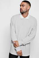 Thumbnail for your product : boohoo Oversized Polo In Long Sleeve With Tipped Collar