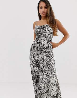 Missguided Petite cowl neck maxi dress in animal print