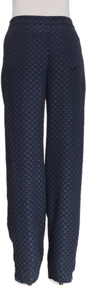 Chloé Straight-Leg Drawstring-Waist Pants, Navy
