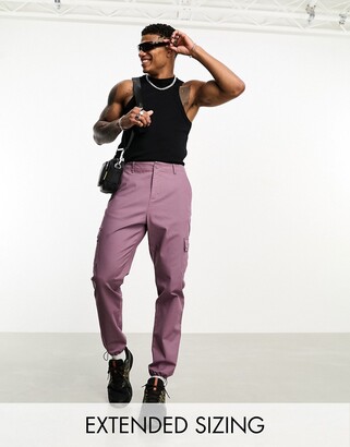 ASOS DESIGN tapered cargo trousers in purple - ShopStyle Chinos & Khakis