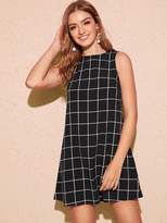Thumbnail for your product : Shein Keyhole Back Sleeveless Grid Dress