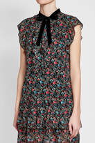 Thumbnail for your product : Anna Sui Printed Silk Dress with Velvet