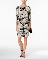 Thumbnail for your product : Jessica Howard Petite Ruched Metallic Floral-Print Sheath Dress