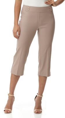 Rekucci Womens Ease into Comfort Capri with Button Detail