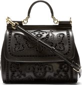 Thumbnail for your product : Dolce & Gabbana Black Floral Embroidered Miss Sicily Bag