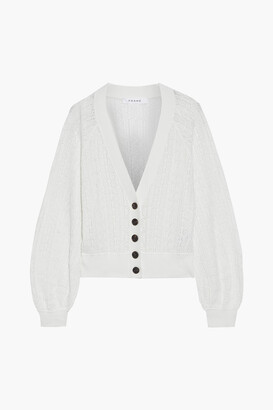 White Cotton Knit Cardigan Sweater | Shop the world's largest 