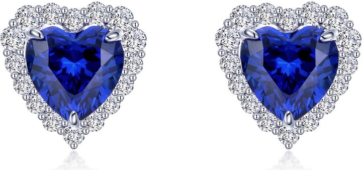 Lafonn Fancy Lab Grown Sapphire Heart Stud Earrings