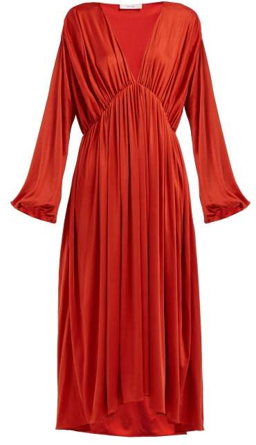 red slinky maxi dress