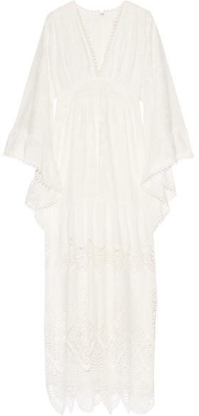 Anna Sui Crochet-trimmed Embroidered Cotton Maxi Dress - White - ShopStyle