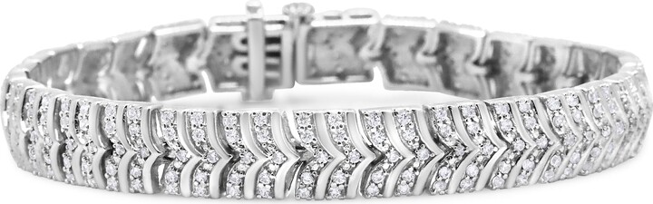Haus of Brilliance .925 Sterling Silver 3.00 Cttw Diamond Chevron Link Bracelet