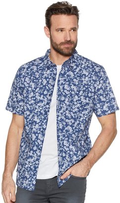M&Co Blue flower print short sleeve shirt