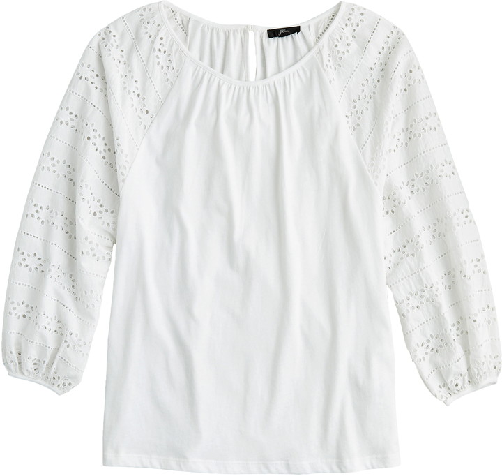j crew long sleeve eyelet top