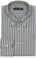 Thumbnail for your product : Forzieri Blue and Yellow Striped Cotton Slim Fit Men's Shirt