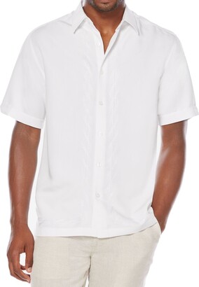 Cubavera Men's Short Sleeve Polyester Shirt with Two Top Pockets and Tuck Details