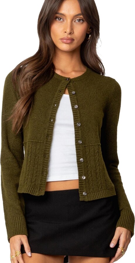 Edikted Women's Half Cable Knit Cardigan