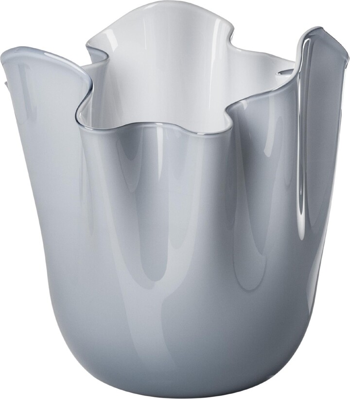 Paolo Venini Venini Fazzoletto Opalino Medium Vase In Milk White Murano Glass