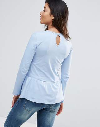 ASOS Maternity Top with Exaggerated Ruffle Hem and Long Sleeve