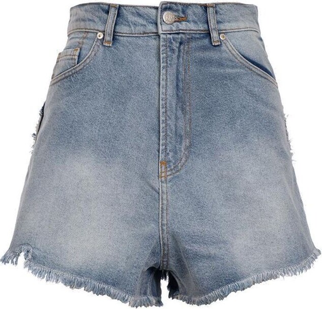 Natasha Zinko Fringed Edge Denim Shorts