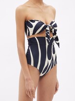Thumbnail for your product : CALA DE LA CRUZ Bimba Abstract-print Knot-front Bandeau Bikini Top
