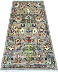 3'0" x 5'10" New Hand Knotted Grey Wool Runner Oriental Rug - MOA10289914