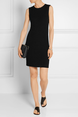 James Perse Ribbed Cotton-blend Mini Dress - Black