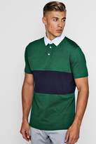Thumbnail for your product : boohoo Short Sleeved Rugby Polo With Chest Panel