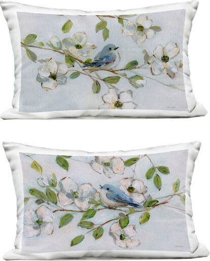Stupell Industries StupellIndustriesPerchedBluebirdsonBranch2pcOutdoorDecorativeThrowPillowSet14x20Each