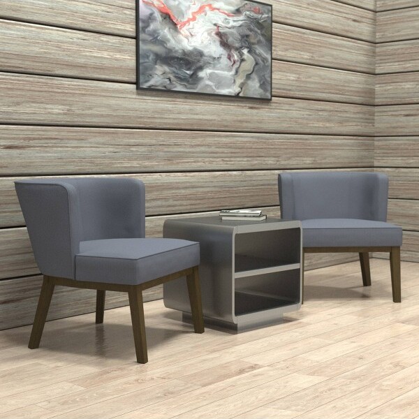 Boss Office Products AvaAccentChairSlateGray-BossOfficeProducts:ModernLinenUpholstered,FixedHeight