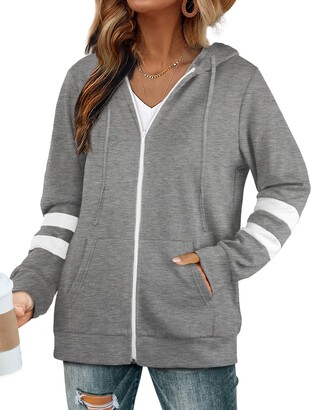 Women's Sweatshirt Hoodie Jacket Zip-Up Long Sleeve Drawstring Hood w/ Pockets 