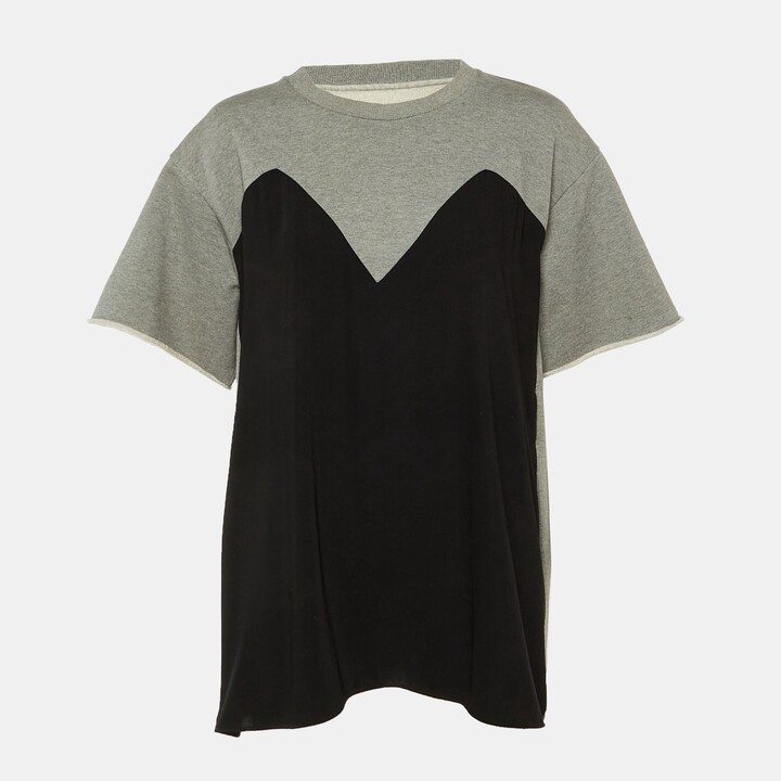 MM6 MAISON MARGIELA Grey Cotton & Crepe Crew Neck Top