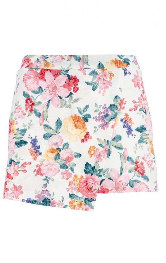 Quiz Cream And Coral Flower Print Skort - ShopStyle Shorts