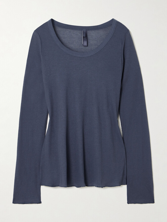 SKIMS - Sheer Rib Long Sleeve Crew Neck Top - Sleet