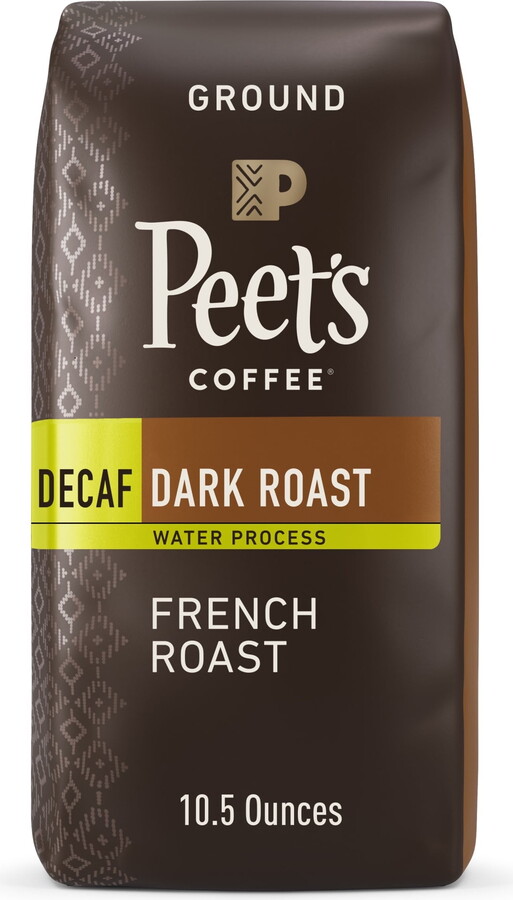 Peet's Coffee Decaf French Roast Premium Dark Roast Ground Coffee, Arabica, 10.5 oz