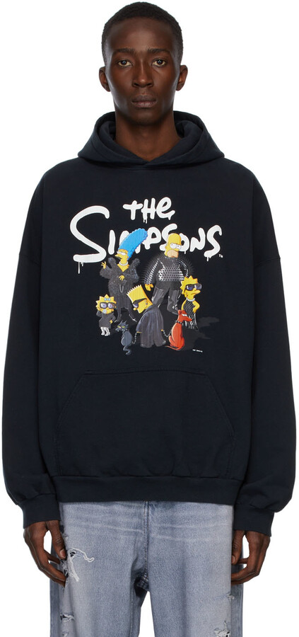 Balenciaga Black The Simpsons Edition Wide Fit Hoodie - ShopStyle