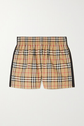 Burberry Striped Checked Cotton-blend Shorts - Beige - UK 4