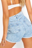 Thumbnail for your product : boohoo High Rise Rolled Hem Mom Shorts