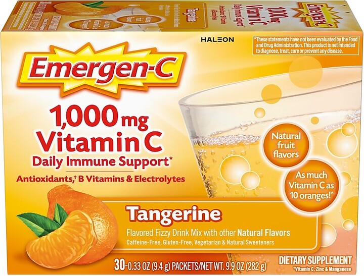 Emergen-C 1000mg Vitamin C Drink Mix Powder, Tangerine, 30/Box (F76314130202T)