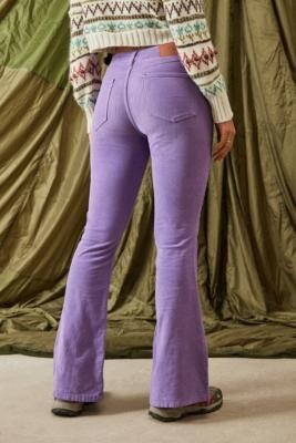 BDG Purple Corduroy Flare Jeans - Purple 24W 32L at Urban Outfitters