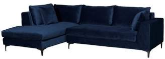 Navy Blue Velvet Brooke 3 Seater Sofa with Chaise Chaise Side: Left