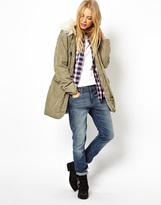 Thumbnail for your product : ASOS Nylon Parka With Faux Fur Trim Hood