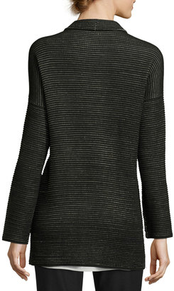 Eileen Fisher Ottoman-Stitched Kimono Cardigan, Black, Plus Size
