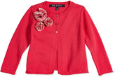 Thumbnail for your product : Lili Gaufrette Stretch-Knit Half Button-Front Cardigan, Pink, Size 8-12