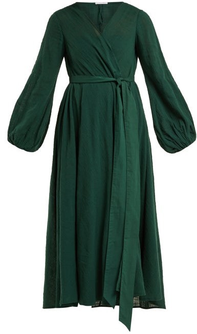 dark green wrap dress