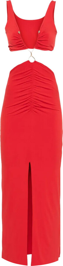 Nissa Cut-Out Jersey Midi Dress Red