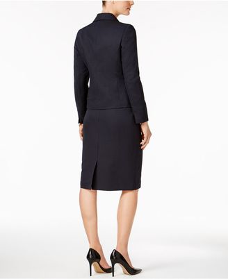 Le Suit Three-Button Bow Blazer & Jacquard Skirt