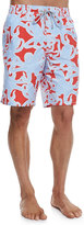 Thumbnail for your product : Vilebrequin Okoa Octopus Boardshorts, Light Blue/Red