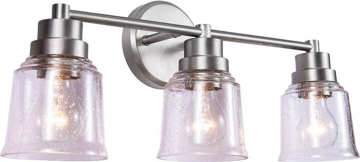 Aspen Creative Corporation 21 in. 3-Light Matte Nickel Vanity Light with Clear Glass Shade