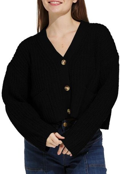 Double Zero Women's Cardigan Fun Times Small Black