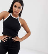 Thumbnail for your product : ASOS DESIGN Petite crop top with tipped high neck in black