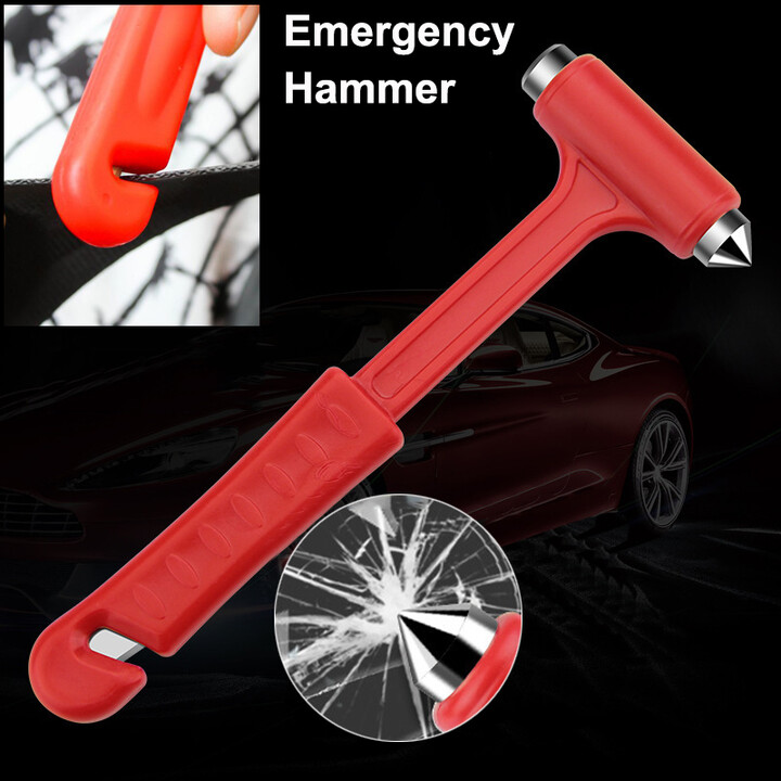 NONE 2 in1 Car Safety Hammer Window Breaker Seat Belt Cutter Multifunction Emergency Escape Tool Automobile Safety Life-saving Hammer